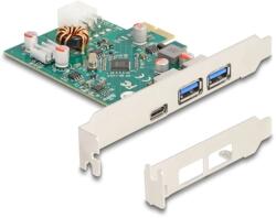 Delock PCI Express x1 kártya - 1 x külső USB Type-C anya PD 30 W és 2 x külső A-típusú USB 5 Gbps anya