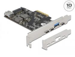 Delock PCI Express x4 Kártya - 3 x USB Type-C + 2 x A-típusú USB - SuperSpeed USB 10 Gbps - alacson - ipon