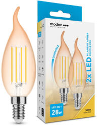 Modee LED Filament Amber Gyertya FL C35 4W E14 320° 1800K (360 lumen) dimm. B2 (ML-CFAFL1800K4WE14DB2)