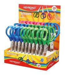 Keyroad Olló, 15 cm, hegyes, 20 db/display, Soft Grip, vegyes színek (KEYROAD_54303) (KEYROAD_54303)