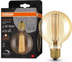 OSRAM 1906 Globe 95 vintage LED izzó, Dimmelhető, E27, 5.8W (40W), 470 lm, 2200K, Arany