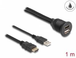 Delock HDMI + USB Hosszabbító Fekete 1m 87880 (87880)