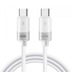 Lito Cablu Date si Incarcare USB-C - USB-C Lito LD07, 60W, 1m, Alb - evomag