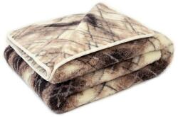 Kampol Serpa merinó gyapjú pléd, 150x200 cm, gyémánt mintás, bézs és barna árnyalatok (50-000034)