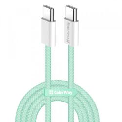ColorWay Cablu Date si Incarcare USB-C - USB-C ColorWay CW-CBPDCC061, 60W, 1m, Verde - evomag