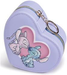 Disney Stitch & Angel szív alakú ékszertartó cipzárral, lila