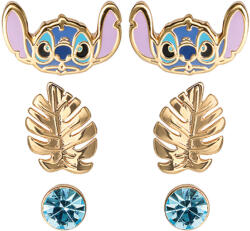 Disney gyermek fülbevaló készlet Stitch pálmalevél és kék kristály motívummal, SF00262YRQL. PH