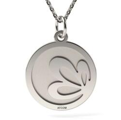  Gravírozott lótuszvirág mintás ezüst medállánc