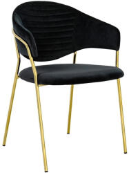 King Home Naomi Velúr Étkezőszék Fekete Arany Vázzal (KH1201100127-BLAC-GD)