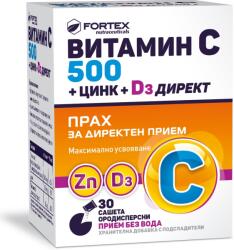 Fortex Vitamina C 500 + Zinc + D3 direct, 30 pliculețe, Fortex