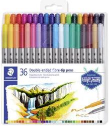 STAEDTLER Filctoll készlet, 0, 8/3, 0 mm, kétvégű, STAEDTLER 3200, 36 különböző szín (3200 TB36)