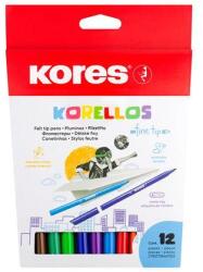 Kores Filctoll készlet, kimosható, KORES Korellos, 12 különböző szín (29013)