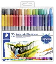 STAEDTLER Filctoll készlet, 0, 8/3, 0 mm, kétvégű, STAEDTLER 3200, 72 különböző szín (3200 TB72)