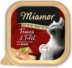 Miamor 32x100g Miamor Finom & Filé Senior Tszárnyas pur & marha nedves macskatáp