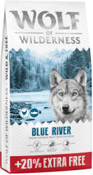 Wolf of Wilderness 14, 4kgWolf of Wilderness Blue River lazac - gabonamentes száraz kutyatáp 12 + 2, 4 kg ingyen akcióban