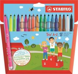 STABILO Filctoll készlet, 0, 7 mm, STABILO "Trio A-Z", 18 különböző szín (378/1-18-01) - patronbolt