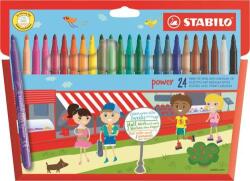 STABILO Filctoll készlet, 2 mm, STABILO "Power", 24 különböző szín (280/24-01) - patronbolt
