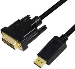 LogiLink DisplayPort kábel, DP/M DVI/M, 1080p, fekete, 5 m