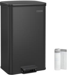 SONGMICS Premium Pedálos Szemetes 40L Acél Szemeteskuka Puha Záródással Fekete (EUZ-LTB540B4002)