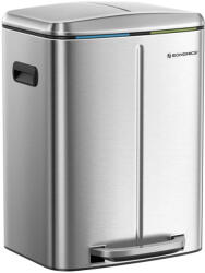 SONGMICS Dupla Pedálos Szemetes 2x20L Rozsdamentes Acél Szortírozó Kuka Puha Záródással (EUZ-LTB40NL)