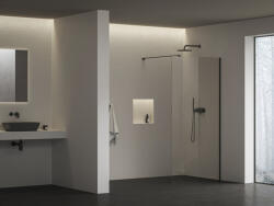 RAVAK Walk-In Air Wall 90 zuhanyfal átlátszó üveggel és merevítővel, matt fekete profilszín GW9W70300Z1 (GW9W70300Z1)