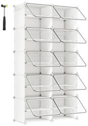 Brius Dulap modular pantofi 10 compartimente usi transparente, 83x32x156 cm, ventilatie, alb (EZ-LPC035W01)