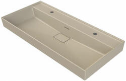 CeraStyle SHARP - MATT BÉZS - porcelán mosdókagyló - DUPLA csaplyukas - 100 x 48 cm (VB012A32D07) - globalvivamarket