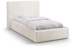 Micadoni Krémszínű kárpitozott ágyneműtartós egyszemélyes ágy ágyráccsal 90x200 cm Amy - Micadoni