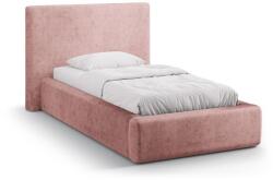 Micadoni Rózsaszín kárpitozott ágyneműtartós egyszemélyes ágy ágyráccsal 90x200 cm Amy - Micadoni