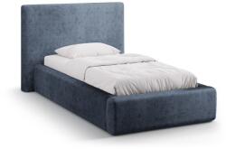 Micadoni Sötétkék kárpitozott ágyneműtartós egyszemélyes ágy ágyráccsal 90x200 cm Amy - Micadoni