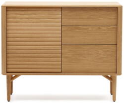 Kave Home Natúr színű alacsony komód tölgyfa dekorral 105x86 cm Lenon - Kave Home