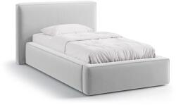 Micadoni Ezüstszínű kárpitozott ágyneműtartós egyszemélyes ágy ágyráccsal 90x200 cm Jodie - Micadoni