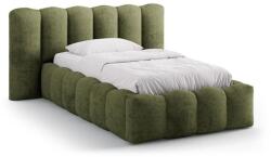 Micadoni Zöld kárpitozott ágyneműtartós egyszemélyes ágy ágyráccsal 90x200 cm Lupine - Micadoni