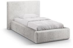 Micadoni Világosszürke kárpitozott ágyneműtartós egyszemélyes ágy ágyráccsal 90x200 cm Amy - Micadoni