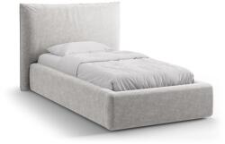 Micadoni Világosszürke kárpitozott ágyneműtartós egyszemélyes ágy ágyráccsal 90x200 cm Kaelle - Micadoni