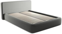 Makamii Szürke kárpitozott ágyneműtartós franciaágy ágyráccsal 140x200 cm Kiana - Makamii