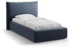 Micadoni Sötétkék kárpitozott ágyneműtartós egyszemélyes ágy ágyráccsal 90x200 cm Kaelle - Micadoni
