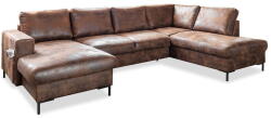 Miuform Lofty Lilly Vintage barna kinyitható U alakú bőrutánzat kanapé, jobb oldali - Miuform