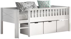 VIPACK Fehér borovi fenyő ágyneműtartós galéria gyerekágy ágyráccsal 90x200 cm Scott - Vipack - bonami - 278 282 Ft