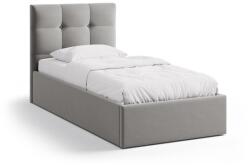 Micadoni Szürke kárpitozott ágyneműtartós egyszemélyes ágy ágyráccsal 90x200 cm Phaedra - Micadoni