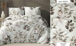 Karo Szatén ágyneműhuzat 160x200 fehér bézs levelek cipzáras Karo szatén (2359532)