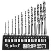 Extol Fémcsigafúró készlet, 13db, 1, 5-6, 5mm, műanyag tartóban