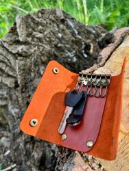 Luniko Kézzel készített bőr kulcstartó tok gravírozással (202162)