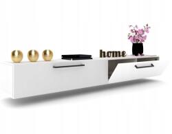 Krak Meble Függő Rtv szekrény Vízszintes nappali komód Simply Duo Fekete 200 Fehér matt (102216200100N)