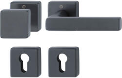 HOPPE gomb/kilincs garnitúra DALLAS szögletes rozettás, alumínium fekete matt (SCH-102204195)