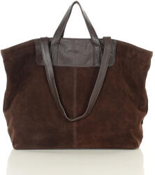 Marco Mazzini Nagyméretű velúr bőrtáska dupla fogantyúval | sötétbarna