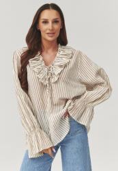 Makadamia Elegáns női blúz fodros C39 | bézs