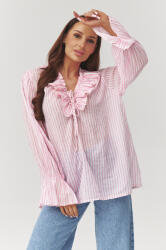 Makadamia Elegáns női blúz fodros C39 | rózsaszín