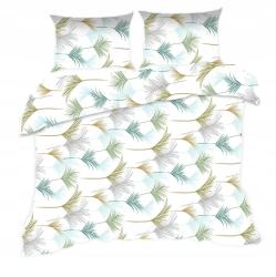 Karo Ágyneműhuzat 160x200 levelek fehér türkiz olívazöld Classic (5902837113920)
