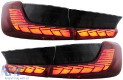 KITT Teljesen LED hátsó lámpák BMW 3 G20 G28 M3 G80 szedán (2018-2022) modellekhez, Vörös füst, dinamikus irányjelző (TLBMG20LED)